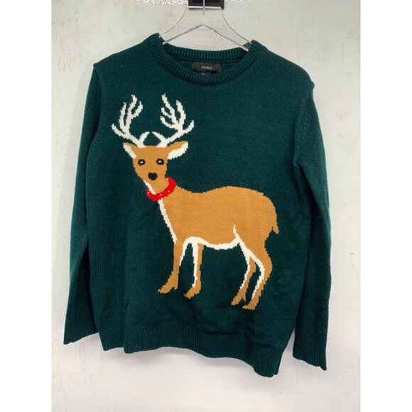 Forever, 21 Womans Green Small Reindeer Lighted Holiday Sweater, Christmas Sweat - Picture 1 of 9